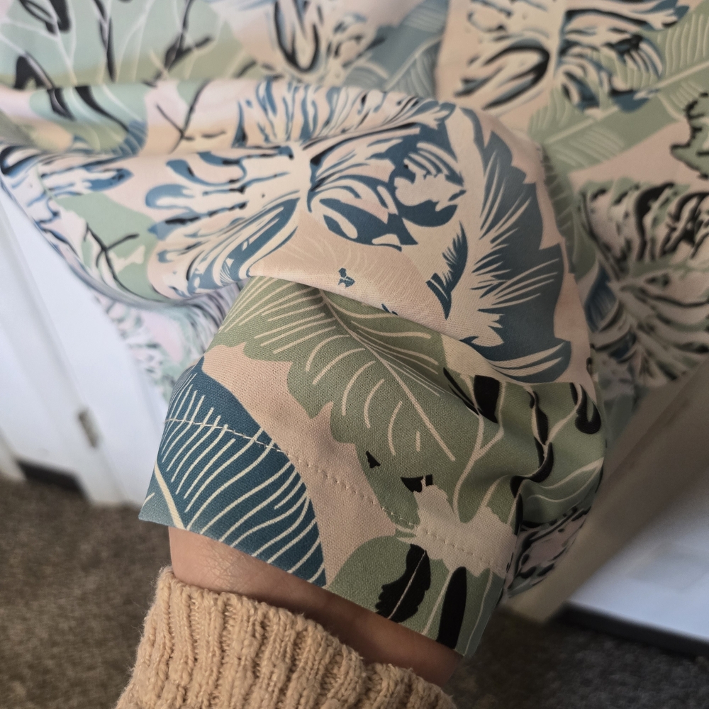 3 For $15 Tropical Print Button-Front Sundress in Pastel Green & Blue - Picture 9 of 9